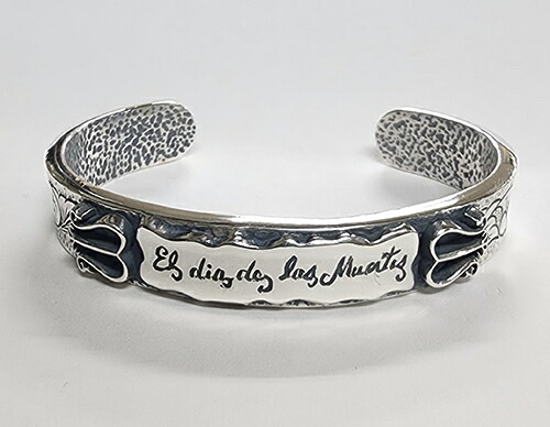 galcia BRACELET BANGLE \"EL DIA DE LOS MUERTOS\"" CALAVERA MEXICANSKULL M 12粍幅 ガルシア 腕輪 バングル 不帰の客の日 メキシカンスカル ハラベラ しろがね色925 (26B-BR-CPM001SS)"