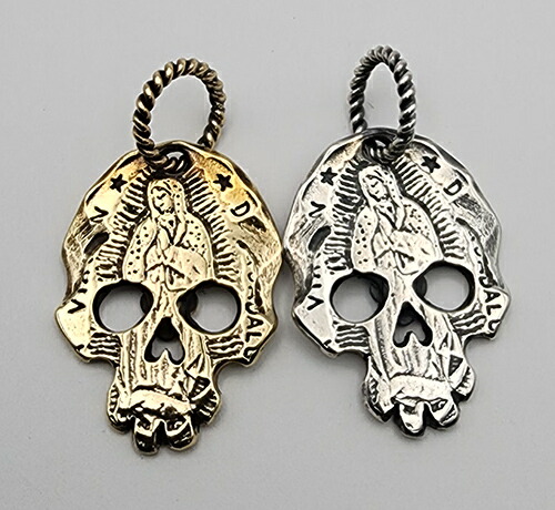 galcia / ガルシア PENDANT HEAD \"MARIA SKULL \" SILVER925 BRASS 真鍮 AGAVE CROSS MEXICANSKULL メキシカンスカル シルバー ブラス メキシカン カラベラ スカル マリア リュウゼツラン クロス ペンダント (20NT-SKM001)