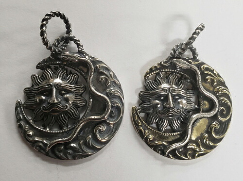 galcia / ガルシア PENDANT HEAD "SUN & MOON" SILVER925 BRASS SNAKE シルバー ブラス　真鍮 メキシカン 太陽と月　スネーク　蛇 ペンダント （20NT-SMS001）｜galcia 店