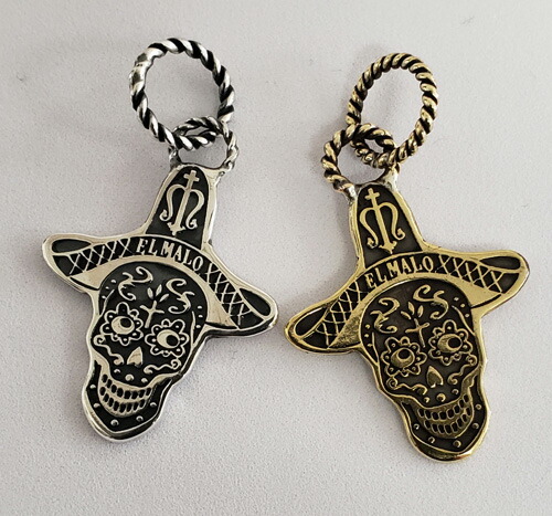 galcia / ガルシア PENDANT "MEXICAN SKULL " SILVER925 BRASS 真鍮 SOMBRERO MEXICANSKULL メキシカンスカル シルバー 銀 メキシカン カラベラ スカル ペンダント (20NT-MSK001)|galcia 店