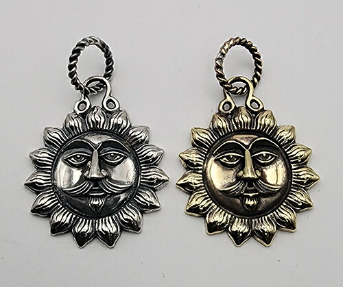 galcia / ガルシア PENDANT HEAD "EL SOL" MEDIUM SIZE SILVER925 BRASS SUN シルバー　ブラス　太陽　メキシコ メキシカン ペンダント (19NT-MES002)｜galcia 店