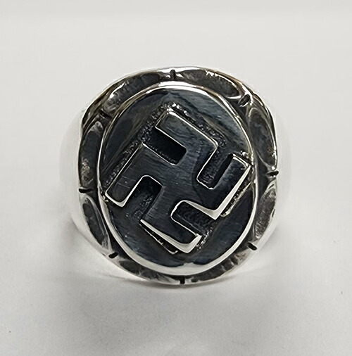 galcia RING SILVER925 \"SMALL MEXICAN RING MANJI\"" ガルシア スモール印字機 メキシカンリング マンジ しろがね色輪っか (25R-PMAZ001SS)"