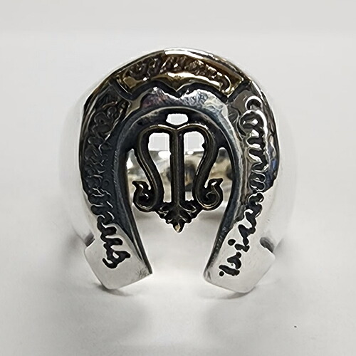 SMALL TYPE galcia \"HORSESHOE \u0026 M\"" SILVER925 \u0026 BRASS スモール印字機 鉄蹄 エム ホースシューリング しろがね色＆金管楽器 (R-MHS102NSB) ※こちらの商いものは受注製細工物の為、3～4週前後で送りとどけるになります。"