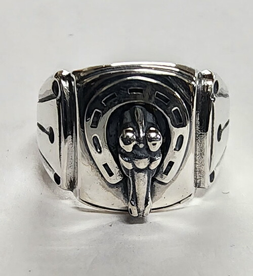 galcia RING \"HORSE \u0026 HORSESHOE\"" SILVER925 ガルシア 鉄蹄 馬 導管 鉄蹄 しろがね色付属品 (26R-SGH001SS)"