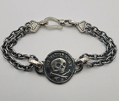 HΦS BRACELET \"NO MATTER WHAT\"" SKULL CROSSBONES SILVER925 エイチファイエス 腕輪 スカルクロスボーンズ ノーマターファット (25HS-BR001-SV)"