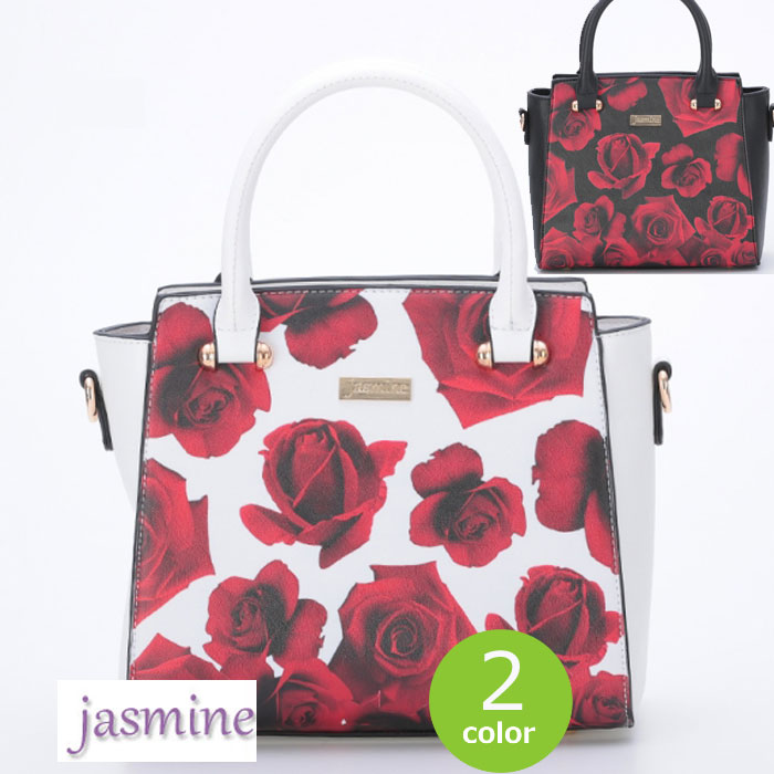 ハンドバッグ 花柄 ホワイト レディース パーティーバッグ おしゃれ バラ 薔薇 かわいい Bag ジャスミン ショルダーバッグ 黒 ブラック 白 ホワイト 春 夏 秋 冬 Jasmine ジャスミン バック 女性 ファッション レディス あす楽対応 おしゃれ かわいい ギャルガールズ