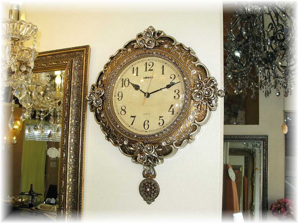 楽天市場】真鍮飾りオーロラ 電波時計 電波時計 壁掛け時計 真鍮飾り