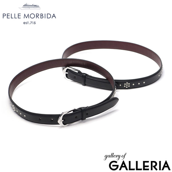 【最大36倍 4/20限定】 もれなくケアセット＋選べるノベルティ ペッレモルビダ ベルト メンズ PELLE MORBIDA 本革 革 レザー ブランド レザーベルト シンプル 上品 大人 おしゃれ かっこいい スタッズ 黒 ブラック サイズ 日本製 London BAB003LO