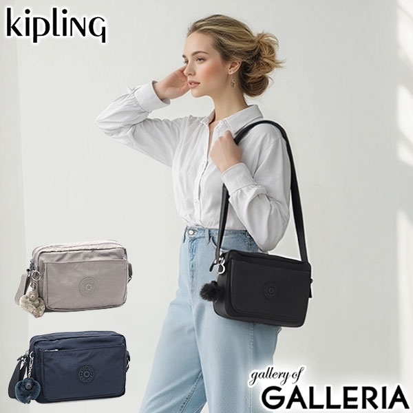 キプリング ブラックナイロンショルダーバッグ エンボス加工 チャーム付き キプリング KIPLING 2way ショルダーバッグ ハンドバッグ