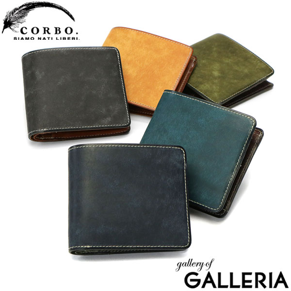【最大42倍 26日2時迄】 Wノベルティ付 コルボ 二つ折り財布 メンズ レディース ブランド CORBO 財布 二つ折り 折り財布 革 本革 レザー 小銭入れあり カード 仕切り 日本製 プエブロレザー CORBO. SLATE PUEBLO 1LN-1701｜ギャレリア Bag＆Luggage