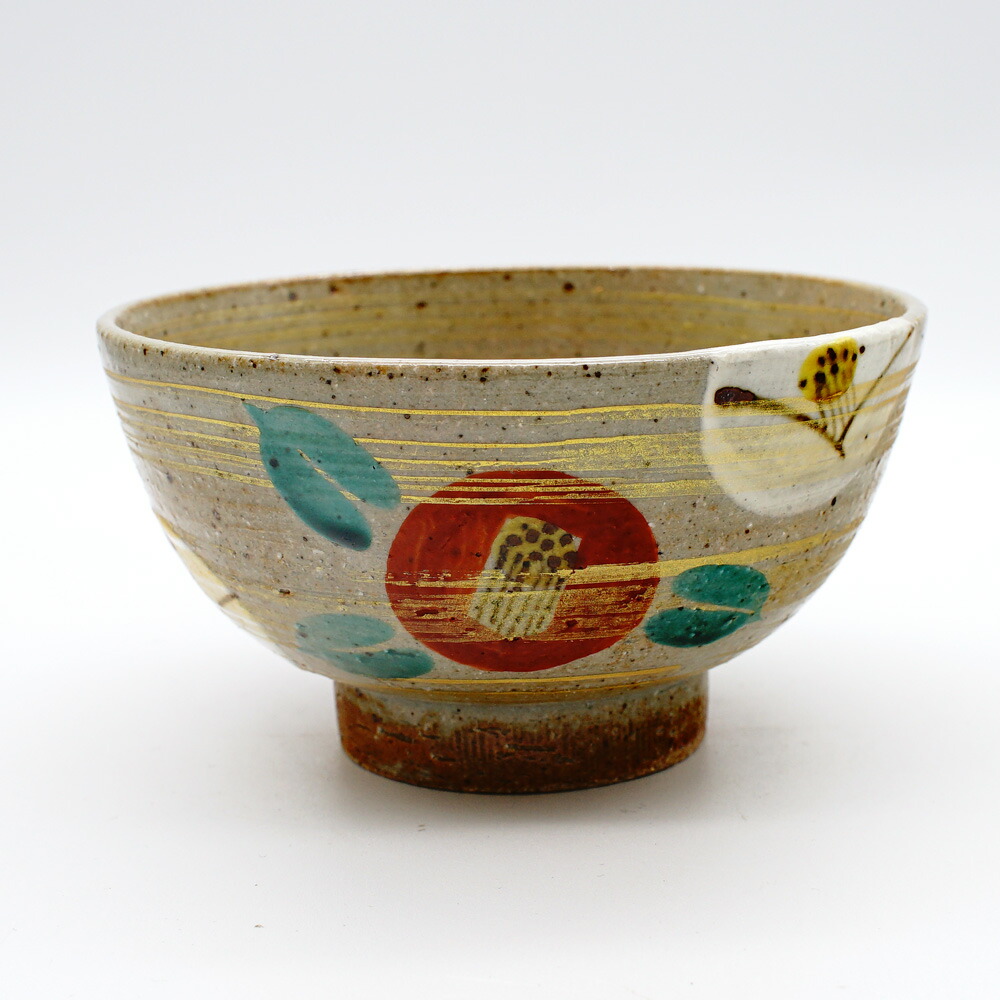 蔵珍窯 魯山人写し 金彩椿 飯碗 和食器 ご飯茶碗 日本製 美濃焼 手描き 陶器 おしゃれ 和モダン 北大路魯山人 小泉蔵珍 茶碗 飯椀 ごはん茶碗 花柄 椿 金彩 上品 高級 手仕事 作家もの風 和食 小鉢 12.7cm 大きめ 箱入り 化粧箱 ギフト 贈り物 プレゼント 高級 和食