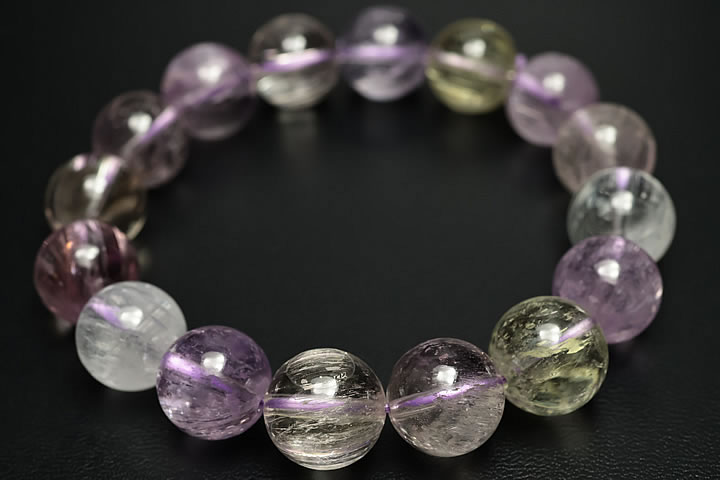 13mm マルチカラークンツァイトブレスレットファイナルグレード++++ パキスタン産