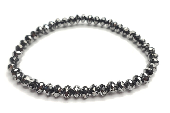 5mmブラックダイヤモンドカットブレスレット　35.0ct　穴サイズを1.0mmまで大きくしています