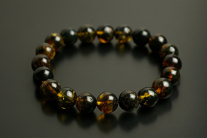 10mm3Aブルーアンバーブレスレット