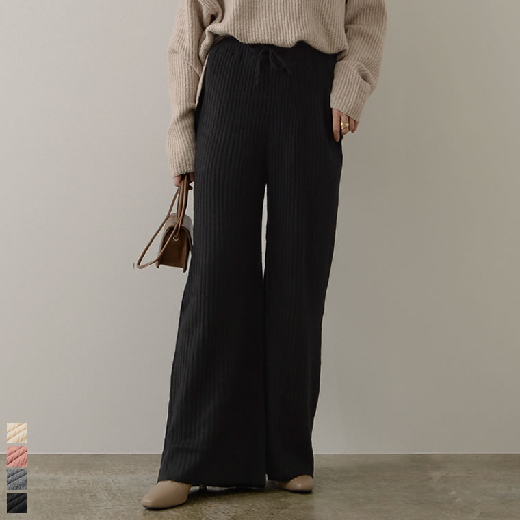 楽天市場 オンオフ問わず大活躍のリラックスパンツc M Lサイズ 低身長向けサイズ有 お家で洗える ウォッシャブルニットリラックスワイドパンツ レディース Re Edit リエディ