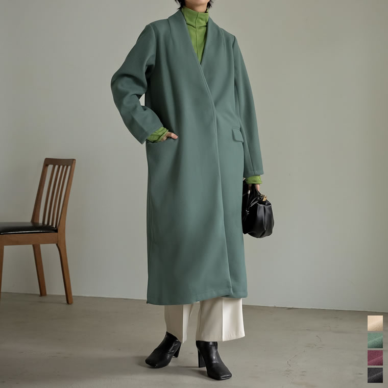 楽天市場 Winter Fair Sc M Lサイズ 低身長向けsサイズ対応 ストレッチフェイクウールノーカラーロングコート レディース ジャケット アウター チェスターコート ストレッチ 伸縮性 秋冬 A W Aw Re Edit リエディ
