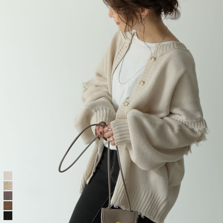 楽天市場 Time Sale 10 Offクーポンご利用で3 5円 22日19 00 マルチに着回せる大人のブロークンニットmショート丈 Mミドル丈サイズ マルチウェイルーズブロークンダメージニットカーディガン レディース ニット Re Edit リエディ