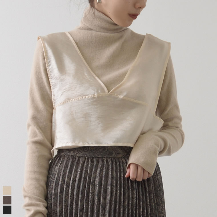 楽天市場 着回し力抜群のタートル ビスチェセットmサイズ 2点set 起毛リブタートルプルオーバー シアーツイルビスチェセット レディース 重ね着 リブカットソー 起毛 Re Edit リエディ