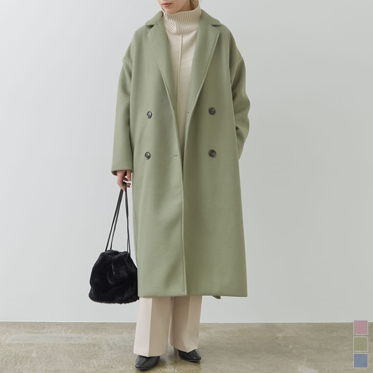 楽天市場 柔らかさのある高見えボリュームロングコートフリーサイズ カットメルトンダブルロングコート レディース あす楽対応 Re Edit リエディ