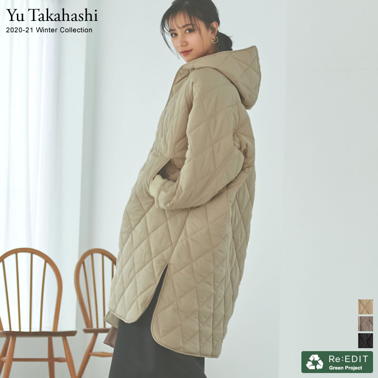 楽天市場 サステナブルなフード付きキルティングコートsc S Mc Mサイズ 高橋ユウさん着用 サステナブル 低身長向けサイズ有 リサイクル中綿 オーバーサイズキルティングコート レディース Re Edit Green Re Edit リエディ