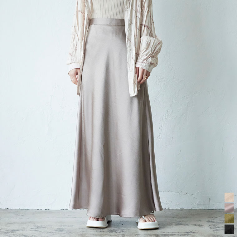 楽天市場 1月29日発売 光沢感が魅力のサテンスカートsc Lサイズ 21s S Collection 低身長サイズ有 サテンロングナロースカート レディース サテンスカート ロングスカート 21年春夏新作 C Size Re Edit リエディ