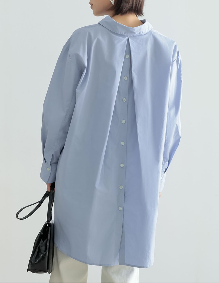 後ろ筆法がフィーチャー正鵠な綿織物ティーシャツmサイズ バック名取り草コットンシャツチュニック レディース ブラウス シャツ チュニック バック美形 バックボタン 綿100 コットン100 21春 21年頃春九夏新作 Hotjobsafrica Org