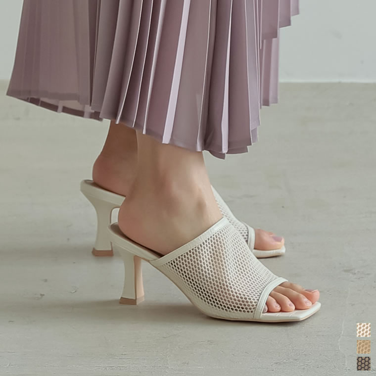楽天市場 24h限定 25 Offクーポンご利用で2 474円 2日10 00 S 23cm相当 3l 25cm相当 サイズ スクエアトゥ メッシュサンダル レディース サンダル メッシュサンダル スクエアトゥ 7cmヒール シューズ 靴 飯豊まりえさん着用 21夏コレクション Re Edit