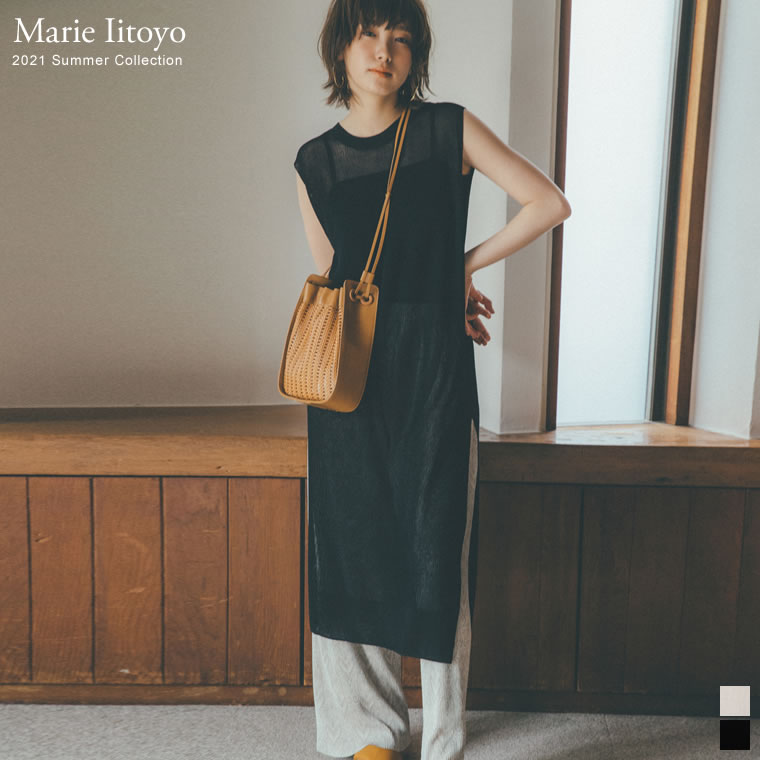 楽天市場 Last Summer Sale Off シアーニットで軽やかさと抜け感をフリーサイズ 飯豊まりえさん着用 ノースリーブシアーニットワンピース レディース ワンピース ニットワンピース 飯豊まりえさん着用 Re Edit リエディ