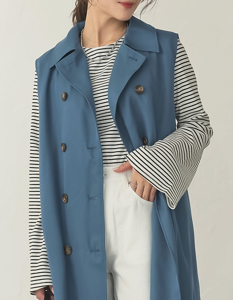 美品⭐️ヨウジヤマモトプリュスノアール トレンチコート リボン 袖レイヤード 青 STAFF STYLING｜THE SHOP YOHJI YAMAMOTO