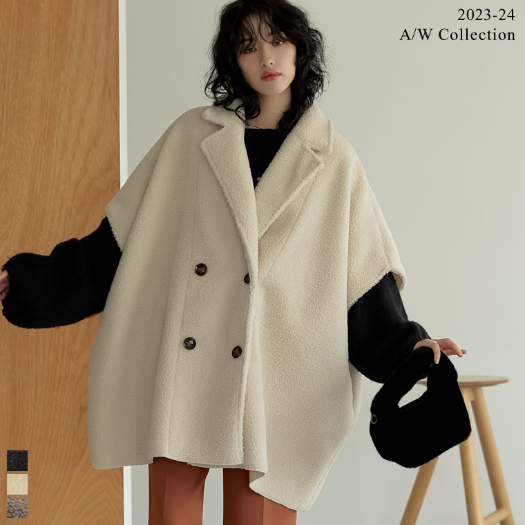 フリーサイズ [2023A/W COLLECTION]フェイクムートンボアポンチョ