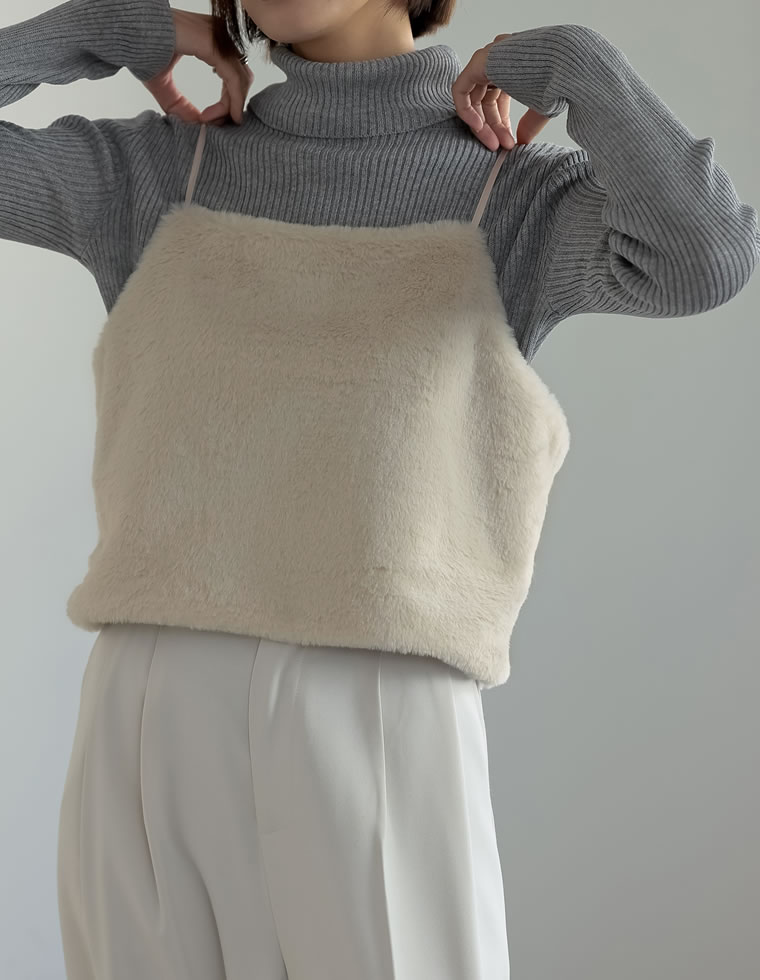 極美品✨マイストラーダ　ビスチェ　キャミソール　ブラウン　ファー　モカ　S 極美品✨マイストラーダ ビスチェ キャミソール ブラウン ファー