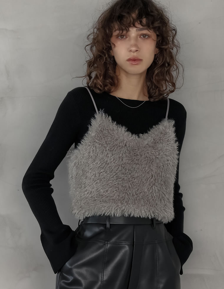 最終値下げ ♡ DICH HENDERSON ファーキャミソール ♡ 全品MAX20%OFFクーポンで3,184円】チベットラムフェイクファービスチェ