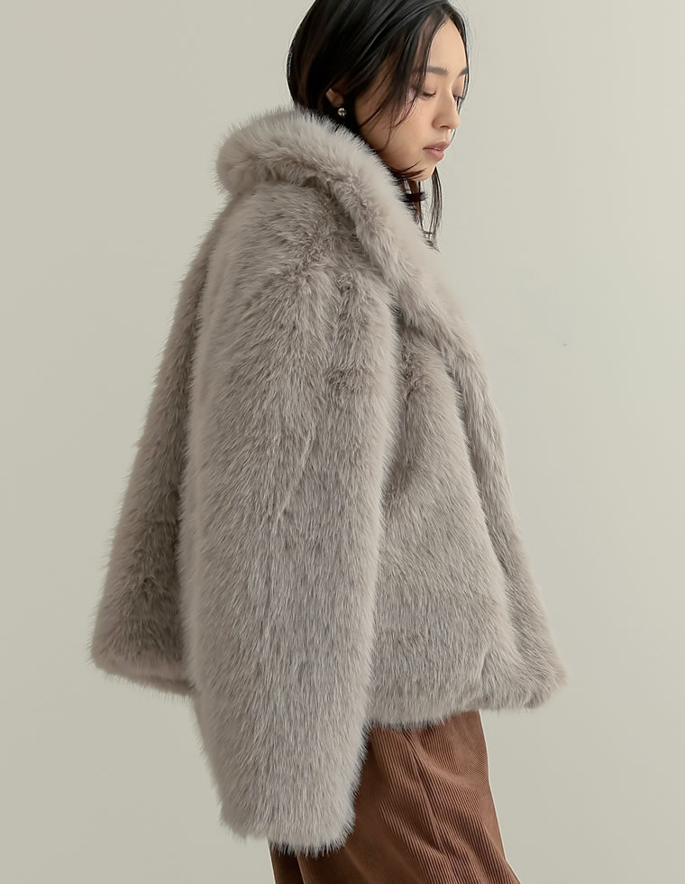 M/Lサイズ ビッグカラーフェイクファーミドルコート レディース