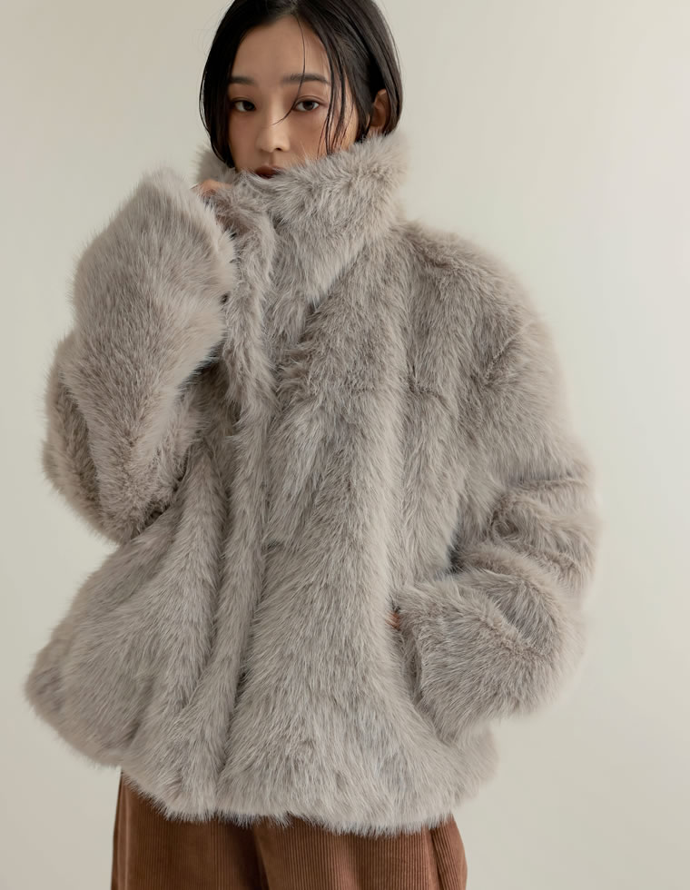 M/Lサイズ ビッグカラーフェイクファーミドルコート レディース 秋 冬