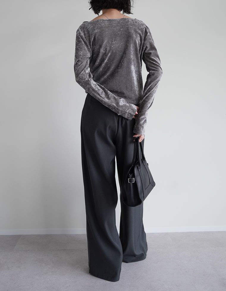 【限定！15%OFFクーポン】シアーフロッキードレープ長袖ベロアトップス レディース 秋 冬 リエディ トップス Tシャツ カットソー 長袖 ベロア ドレープ フロッキー シアー プルオーバー ロンT ドレープ メッシュ レイヤード 重ね着 [mb]