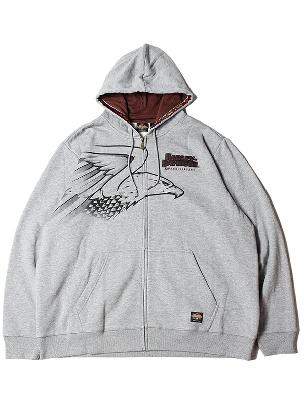 【インポート】HARLEY-DAVIDSON 120YERS ANNIVERSARY EDITION ZIP HOODIE gray ハーレーダビッドソン 120周年記念 エディション ジップフード グレー