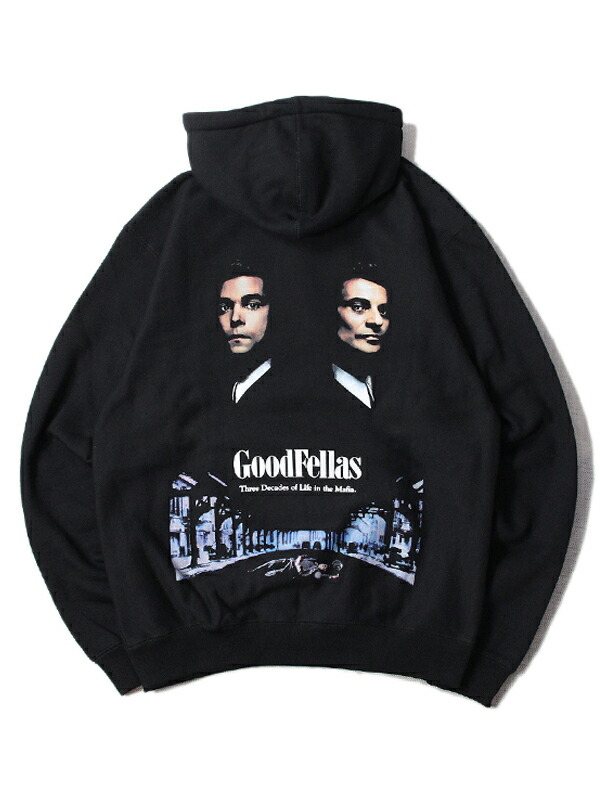 【インポート】GOODFELLAS POSTER Pullover Hoodie black official license オフィシャル グッドフェローズ シューパレス フーディー プルオーバー ブラック 黒｜game clothing