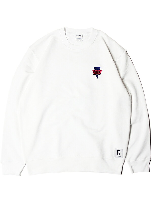 game clothing ORIGINAL ”GAMERS” LOGO CREWNECK SWEAT white ゲームクロージング 事あたらしいロゴタイプ クルーネックスウェット 白いこと