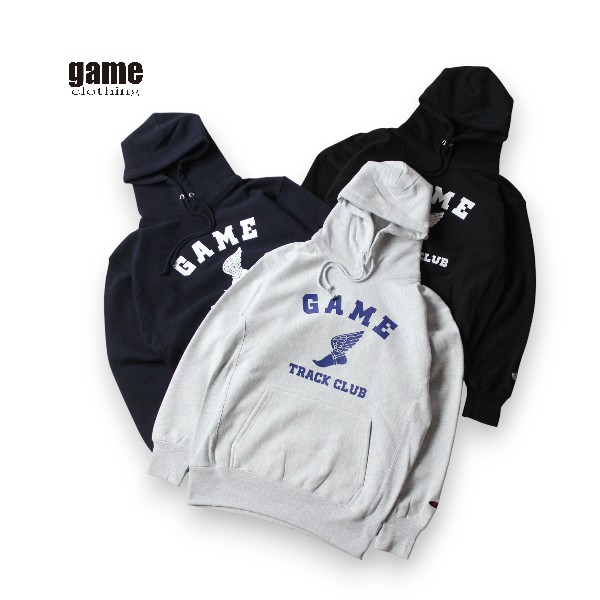 game clothing ORIGINAL "GAME TRACK CLUB LOGO" PULLOVER HOODIE ash navy black ゲームクロージング オリジナル プルオーバー フーディー パーカー アッシュ ネイビー ブラック|game clothing