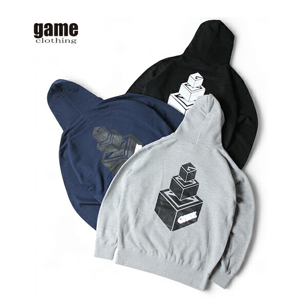 game clothing ORIGINAL "MASS GAME" PULLOVER HOODIE black/navy/gray ゲームクロージング オリジナル プルオーバー フーディー パーカー ブラック ネイビー グレー|game clothing