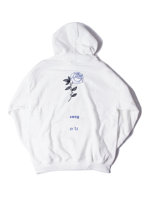 game clothing 17th Anniversary \" ROSE \"" PULLOVER HOODIE white 競り合い クロージング ティーシャツパーカー 白いこと"