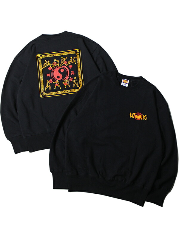 WANDERMAN TOKYO KUNG FU CREW NECK SWEAT SHIRTSblack ワンダーマン クルーネックスウェット 黒いこと