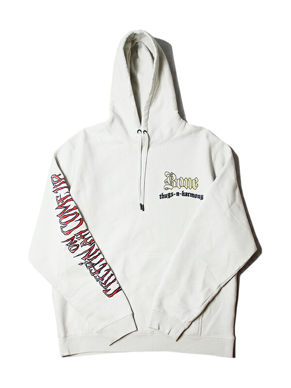 【輸入物】Bone Thugs-N-Harmony CREEPIN PULLOVER HOODIE beige/red ボーン サグスン 音楽的調和  クリーピン ティーシャツ フーディー ベージュ/赤いこと