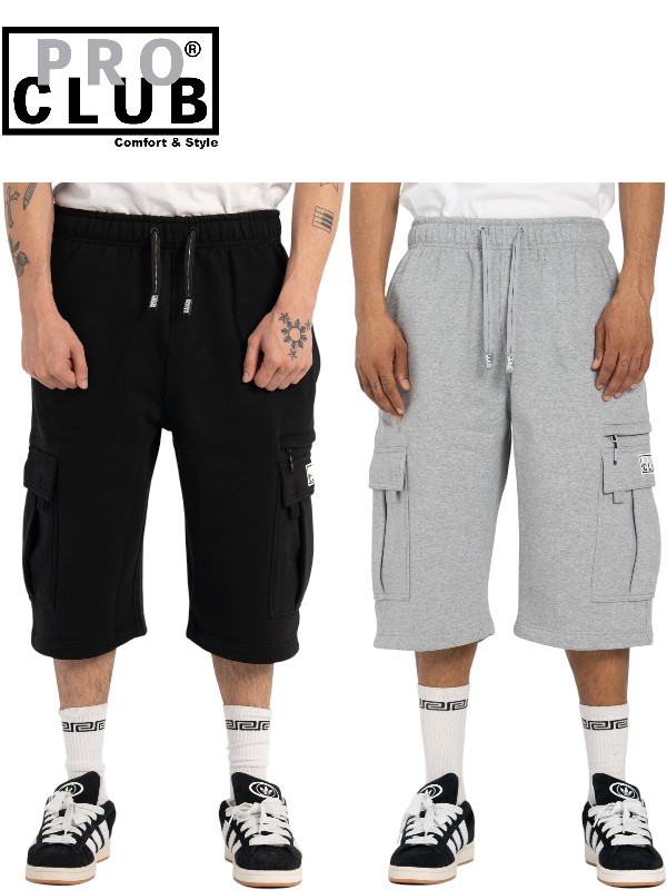 【USひな形】PRO CLUB OG CARGO SWEAT SHORT PANTS black / heather gray 労働者階級野球クラブ 底抜け騒ぎ 積貨委託貨物 汗水 遊撃手ズボン下 黒いこと / ヘザーグレー ビックサイズ 大層らしい大きさ 亜米利加 裏起毛