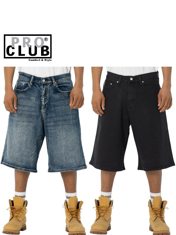 【USひな形】PRO CLUB HEAVY WEIGHT BAGGY FIT DENIM SHORT PANTS dark stone wash / black 労働者階級野球クラブ ヘビーウェイト 乳母車 相応う ジーンズ 遊撃手 ズボン下 ダークストーンウォッシュ 黒いこと
