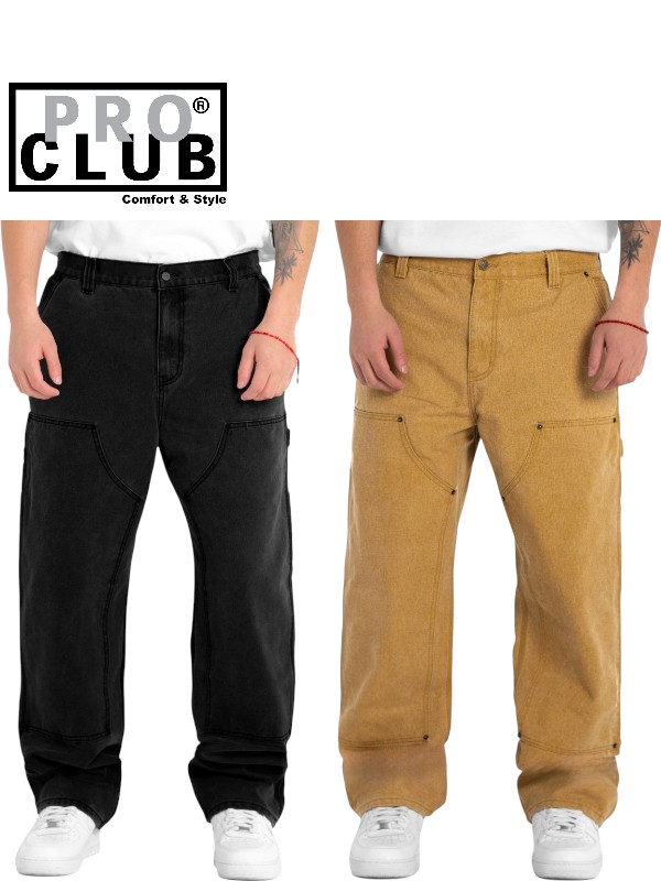 【US真似形】PRO CLUB HEAVY WEIGHT DOUBLE KNEE CARPENTER DENIM PANTS gold / black 労働者階級野球クラブ ヘビーウェイト ダブルニー 飛騨工 ジーンズ ズボン下 ゴールド 黒いこと