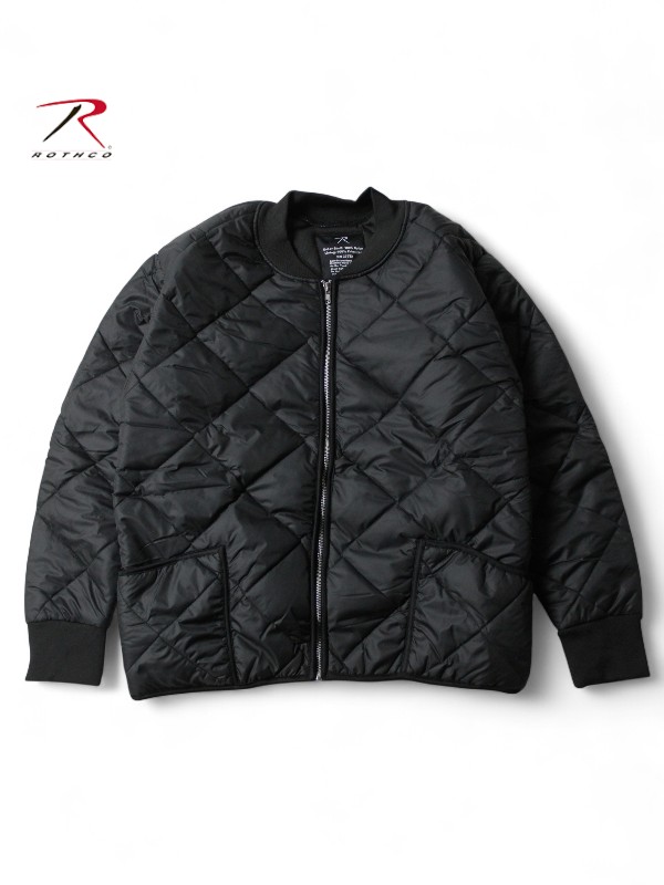 ROTHCO ロスコ 航空上衣 メンズ キルティング上衣 ダイアモンドキルト 中綿 Quilted Flight Jacket Diamond Quilt 黒いこと 黒 ミリタリー 輸入物