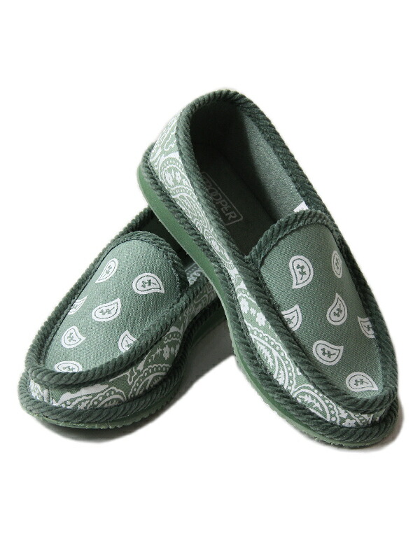 TROOPER AMERICA BANDANNA HOUSE SHOES SLIPPERS olive アメリカ オリーブ トゥルーパー  ハウスシューズ バンダナ柄 ペイズリー ホワイト ルームシューズ 【スーパーセール】 BANDANNA