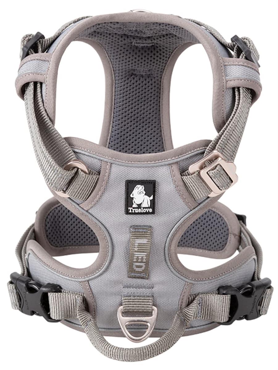 cocomall 2020新型 犬用ハーネス 犬用胴輪 ドッグ ペット用品 ハーネス 3M反射材料 訓練 ナイロン製 小型犬、中型犬、大型犬に向け 通気性 調節可能 (L, グレー)