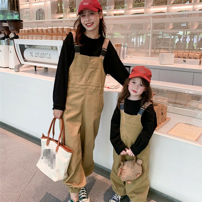 親子 ペアルック セットアップ サロペット 親子コーデ 秋春着 親子ペア 親子ペアルック 長袖シャツ リンクコーデ 上下セット ペア長袖シャツ パンツ ズボン ワンピース ママ 子供 女の子 おそろい 親子セット 紅葉見 親子ルック こどもの日 母の日父の日ギフト お気に入